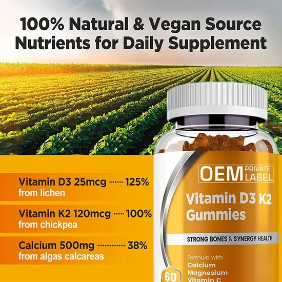 OEM/ODM D3+K2 Gummies Supplements Non